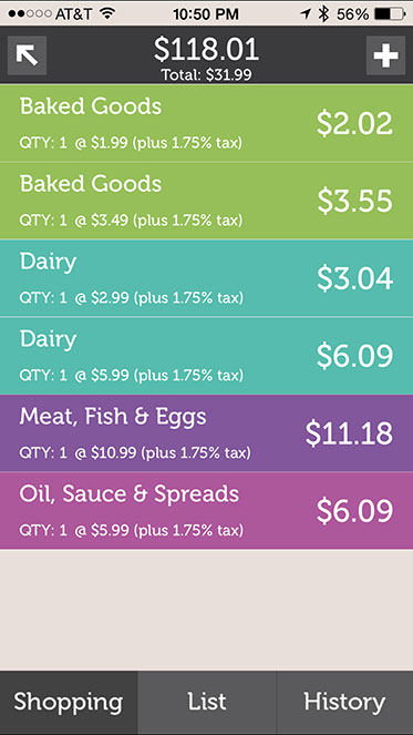 Screenshot of iOS app, ShopAssist